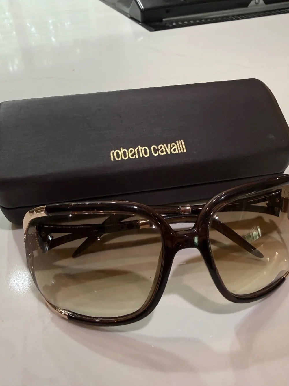 Roberto Cavalli Oversized Gradient Sunglasses | Brown Gold | Case Included